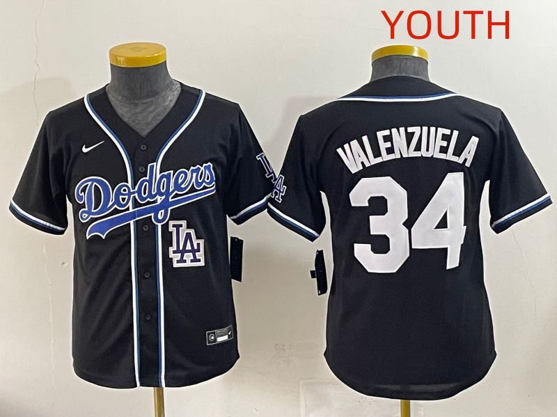 Youth 2025 Los Angeles Dodgers #34 Valenzuela Black Three generations Fashion Nike MLB Jersey style 12